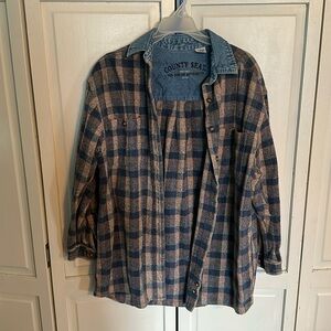 Flannel/denim work shirt/ shacket
